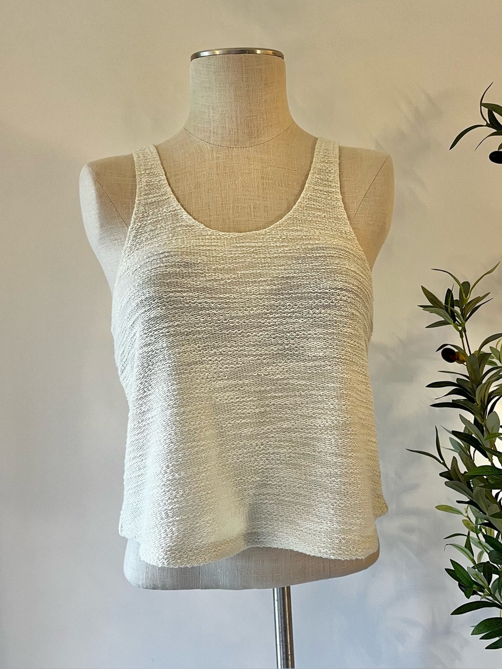 Publish Women's Cream Textured Knit racer back Tank Top